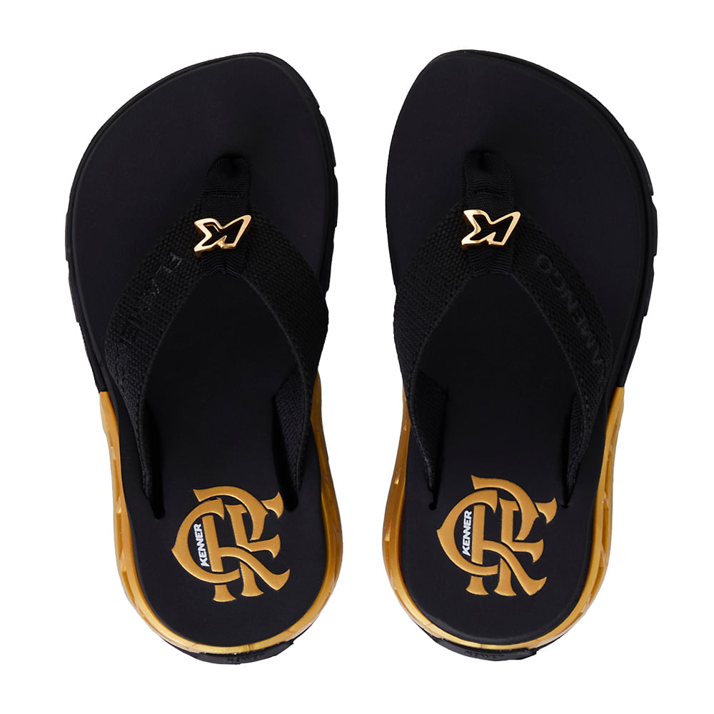 Sandália Kenner Rakka Kids Flamengo Preto Com Dourado