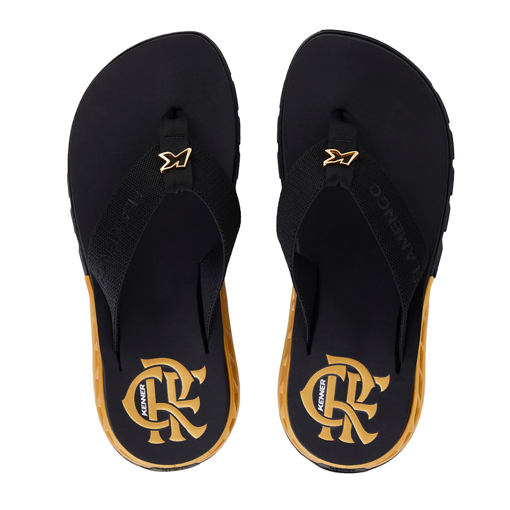 Sandália Kenner Rakka Flamengo Preto Com Dourado